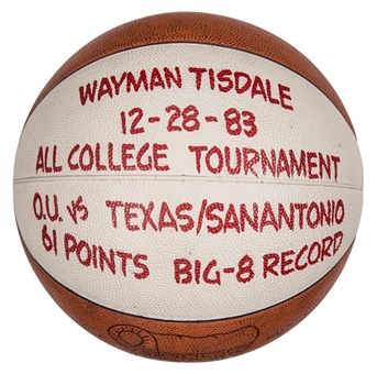 1983 Wayman Tisdale Game Used All College Tournament 61 Point Big 8 Record Painted Basketball (MEARS & Tisdale Family LOA)